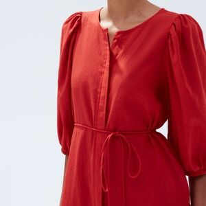 NWT H&M red linen dress size XS